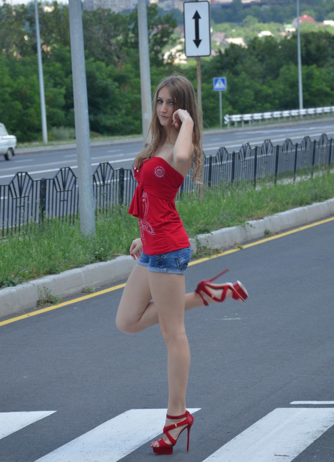 Girls In High Heels On Twitter Teen Girl In Denim Shorts And Red