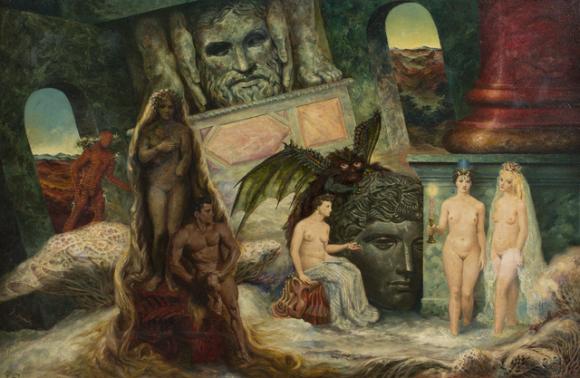 res_australes's tweet photo. @res_australes <--- Great pic wouldn't fit: James Gleeson, Judgment of Paris, 1950 #Ozclassics https://t.co/aDmrK7GJVu