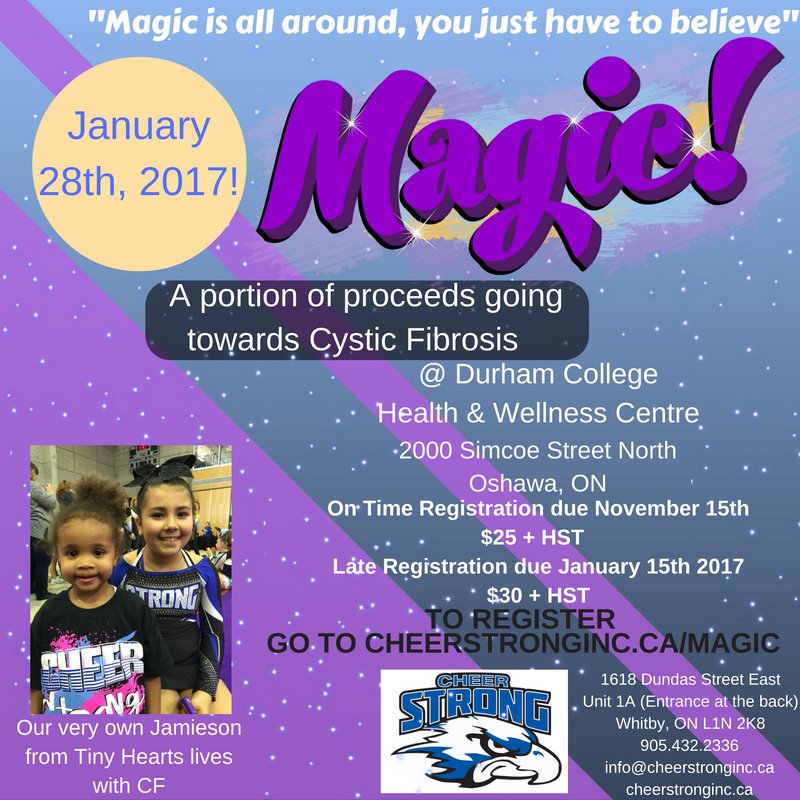 Join us for our first Cheer Magic Competition &amp; help us raise awareness &amp; funds for Cystic Fibrosis!