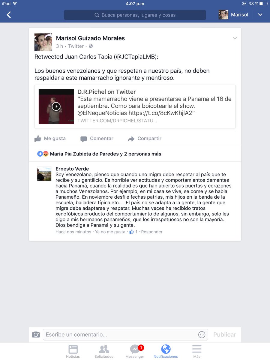 MariGuizado's tweet photo. Miren esté comentario de un venezolano en Panamá. https://t.co/CGHZS47SsE