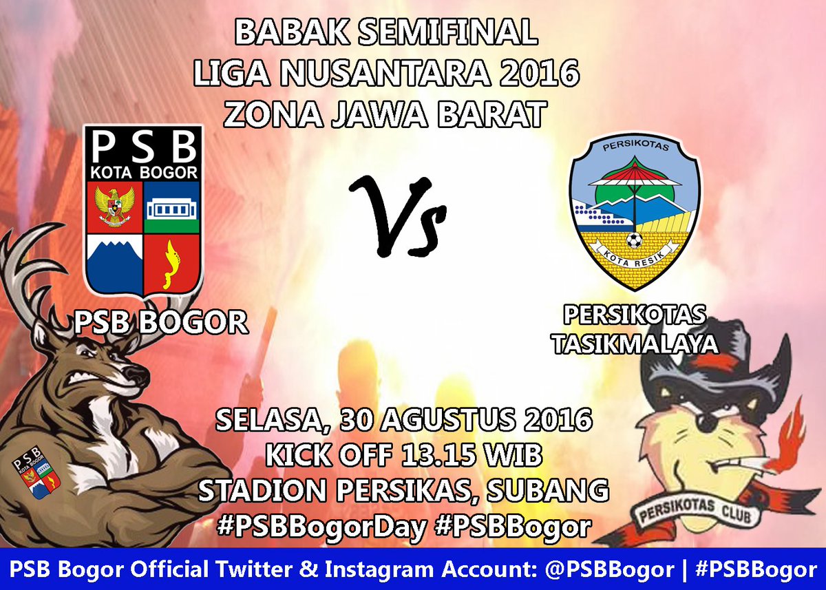 Semifinal Linus JaBar
<a href="/PSBBogor/">PSB Bogor</a> vs <a href="/Persikotas_TSM/">Persikotas Tasik</a> 
Dukung &amp; Doakan #PSBBogor !
<a href="/PemkotaBogor/">Pemerintah Kota Bogor</a> <a href="/BimaAryaS/">bima arya</a> <a href="/infobogor/">BOGOR</a>