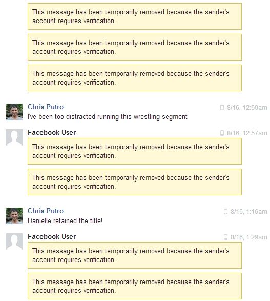 ChrisPutro's tweet photo. @InoelleLynn Here's what our last couple messages look like now.  Your profile isn't even accessible. https://t.co/aQxSdWiNxN