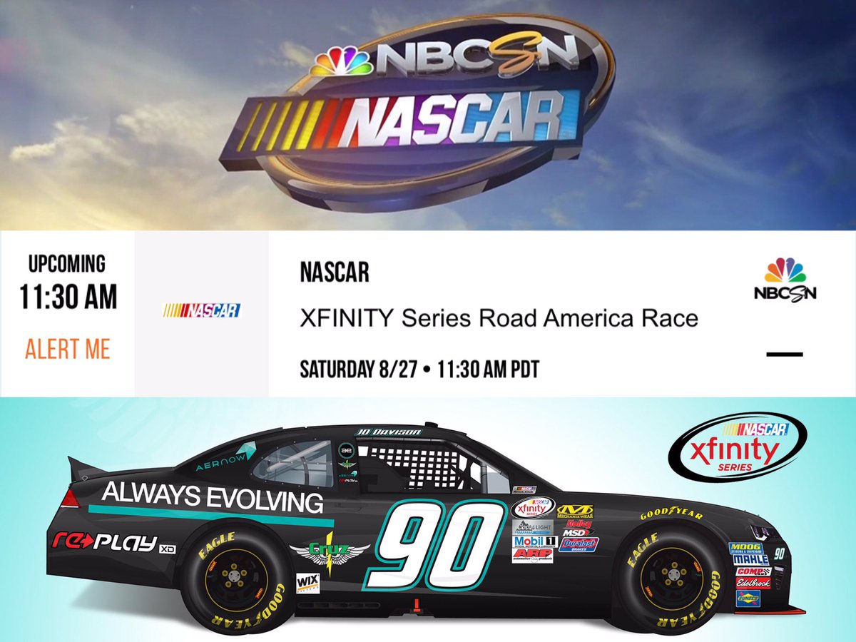 aeperformance's tweet photo. Set the DVR's! @NASCAR_XFINITY action from @roadamerica tomorrow 11:30a PST on NBCSN app with @JD33Davison in #AE90 https://t.co/8CZL2YNXOn