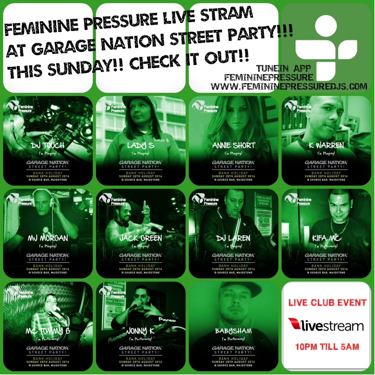 Deejay_Lady_S's tweet photo. THIS SUNDAY!! > FEMININE PRESSURE LIVE STREAM @ GARAGE NATION STREET PARTY @UKGBASS @UKGARAGEEEEE @NEW_UKG @TeamUKG https://t.co/ndr5FfPaOf