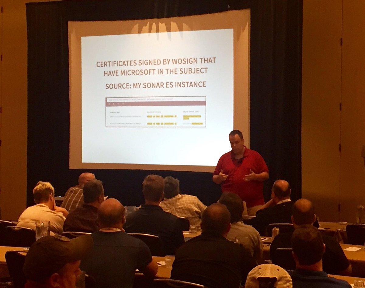 DFIR_Janitor's tweet photo. @markpars0ns dropping knowledge on hunting against adversaries va their TLS cert usage @ArchC0N #ArchConSTL https://t.co/fXDNv4LbGC