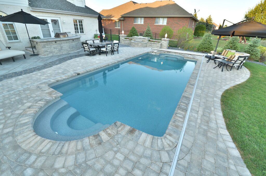 Customized pool steps that add an extra bit of "WOW to your pool. hubs.ly/H046s560 by <a href="/LathamPool/">Latham Pool</a>