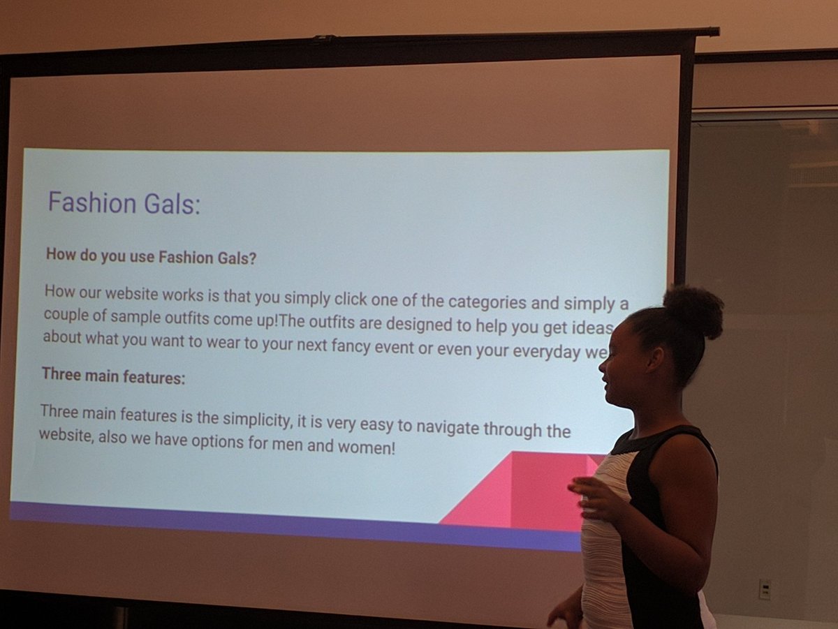 BlackGirlsCode's tweet image. Fashion Gals Jania and Jana are telling us what's trendy and how to beat their competition #BGCSummerofCODE2016 #NY