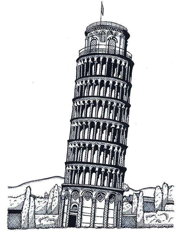 Architecture, buildings, italy, landmarks, leaning tower of pisa, rome,  sketch icon - Download on Iconfinder