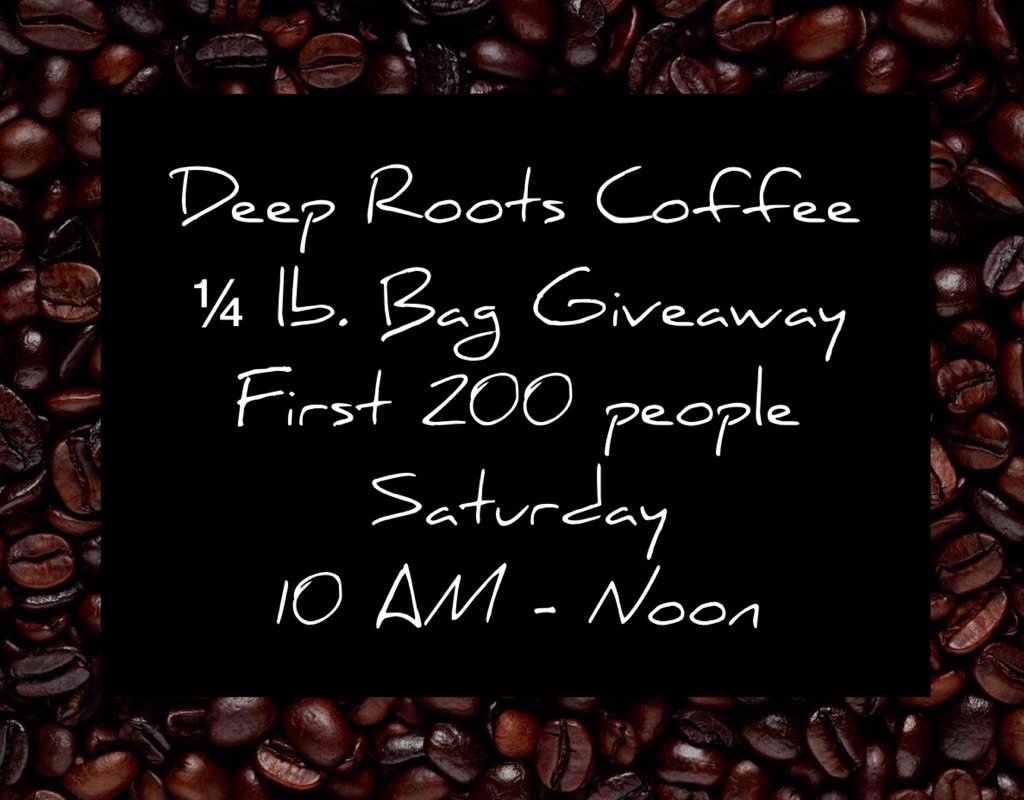 DeepRootsCoffee's tweet photo. Sat 10 AM - Noon @DeepRootsCoffee will be at @FelidaCoffee handing out ¼ lb bags of 
#Coffee beans to the first 200 https://t.co/nLoog1L7Rk