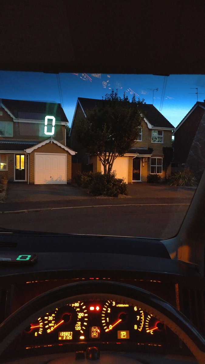 DigiHUDPro's tweet photo. HUD film installed at last, and so far works great in daylight and at dusk. #DigiHUD #Android #Speedometer #HUD https://t.co/k3Fi0zeq5T
