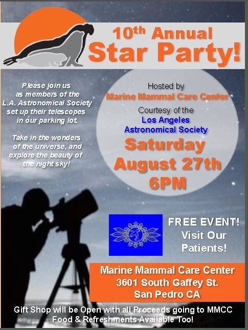 Join us tomorrow in San Pedro at @1marinemammal for a star party! Event officially starts at 6pm. #astronomy