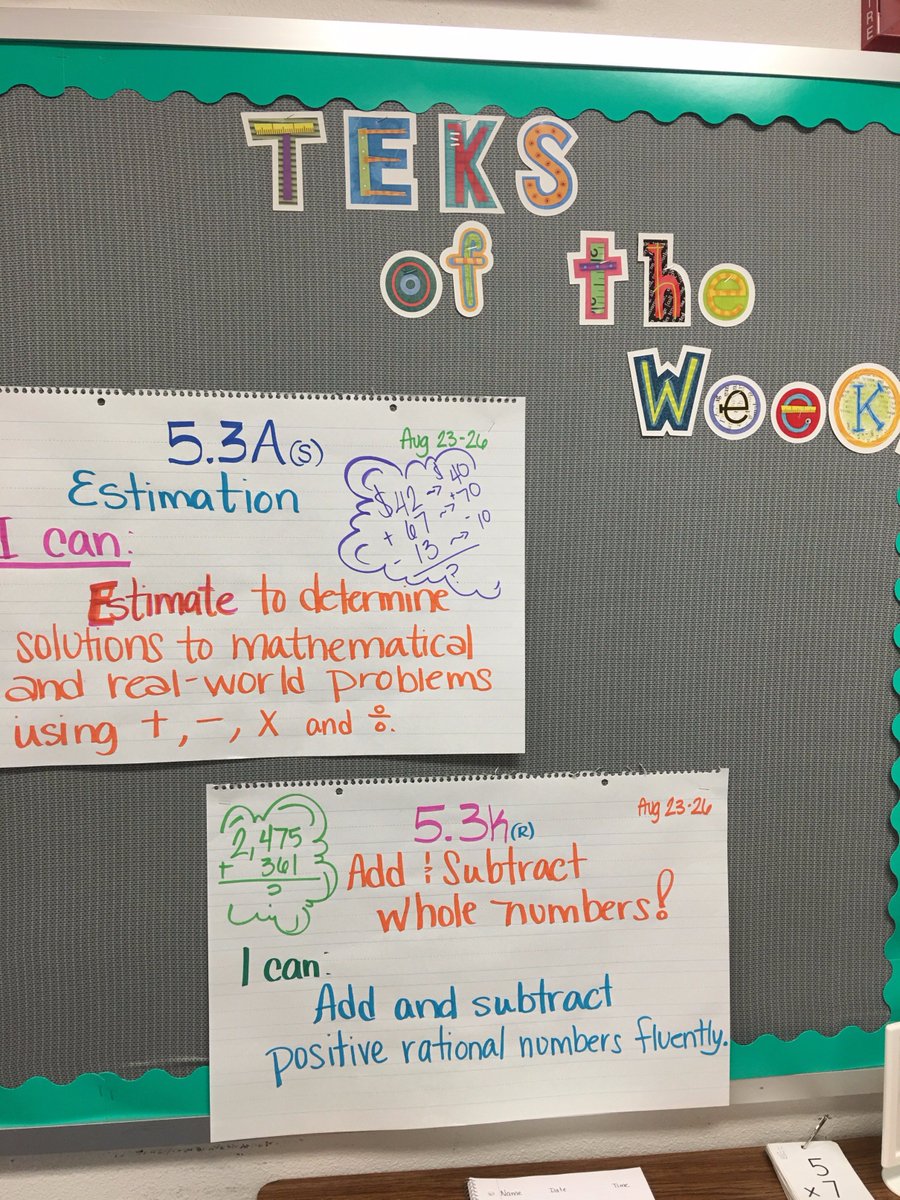 Mrs_MCurley's tweet photo. Take a look at the TEKs of this week! If any questions, feel free to contact me. #teks #thisweekslesson #math https://t.co/BglLakwsXR
