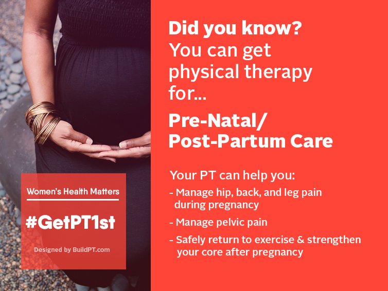 GetPT1st's tweet image. Pregnant and in pain? You don&apos;t have to &quot;live with it.&quot;
bit.ly/1SL6Qlj
#GetPT1st #newmom #womenshealth