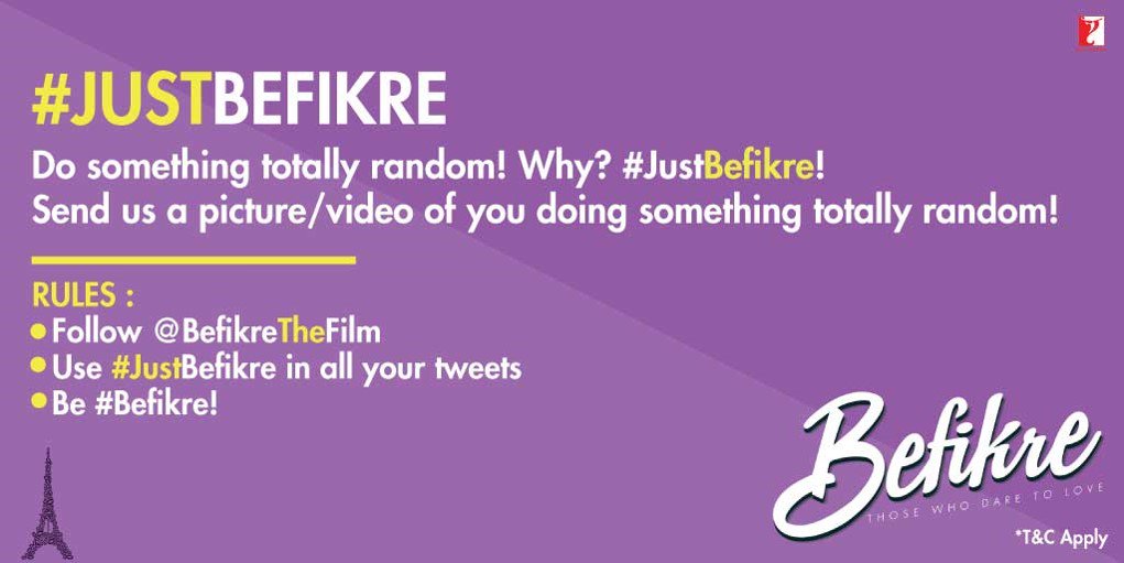 befikrethefilm's tweet photo. Randomness is fun as today is 'Just Because Day'! Be #JustBefikre &amp; send us your pics/videos that are randomly funny https://t.co/J0KQXnAH60