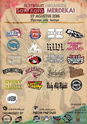 TODAY IS THE DAY!!!
"Satu Kata, Merdeka" At Cafe De'Garage with <a href="/starlitpoppunk/">STARLIT</a> <a href="/band_neverlone/">NEVERLONE</a> <a href="/xmenjakarta/">X-MEN #SetelahPerang</a> nd more