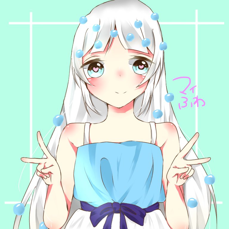 ﾏｲふわ Sou Fam Twitterissa オリキャラについて 目 水色 髪の毛 白髪のロング 髪飾り 水色の玉 と黄緑の とピンクの 服 水色と白のワンピース 青いリボン くっそ面倒くさいオリキャラだけど描いてくれるとすごく喜びますwww T Co Zd99g7lsxd