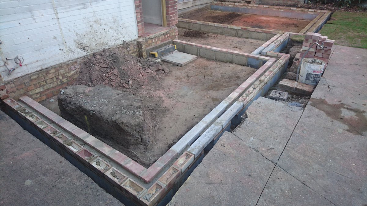 Nice place to finish for Bank Holiday. Floor beams, ready! Face brickwork to DPC, ready! #extension Have a Great BH!