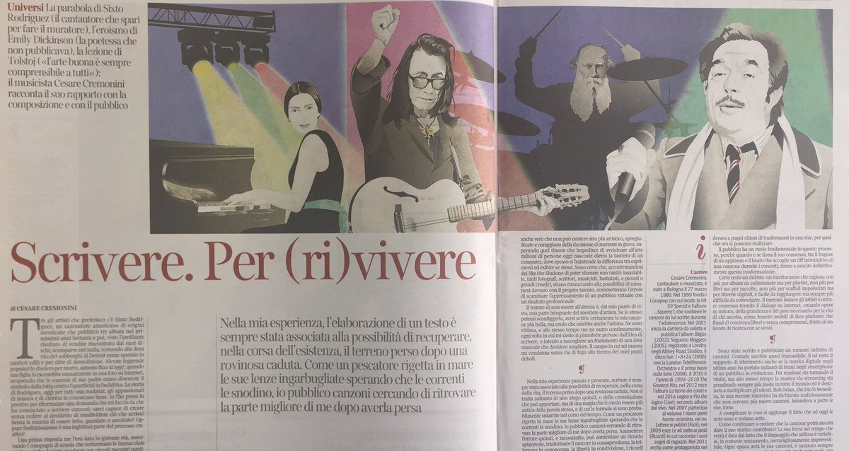 La_Lettura's tweet photo. "Scrivo canzoni per ritrovare la parte migliore di me" @CremoniniCesare si racconta in edicola #vivalaLettura https://t.co/7Bcdw5RfLE