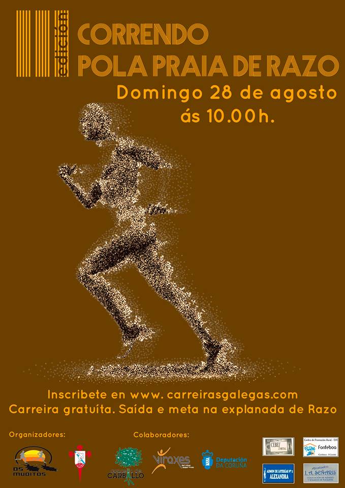 #Running en la playa de #Razo? Únete mañana a la carrera gratuita! Inscripciones 👉 carreirasgalegas.com #Carballo