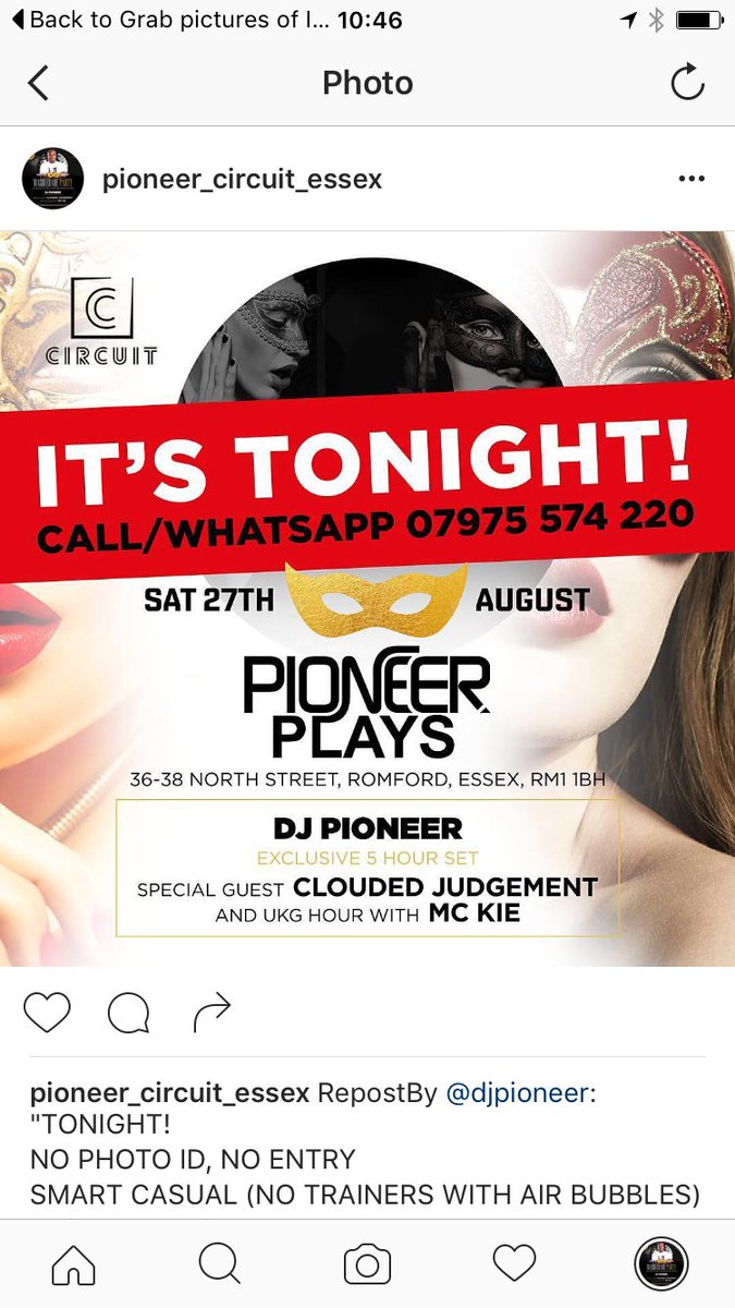 Capital_Parties's tweet photo. #Tonight #PartiesTonight #SaturdayNightParties #Essex @djpioneer @CircuitEssex #PioneerPlays #HouseMusic #UKG #Clubs https://t.co/iHzYmm5R38