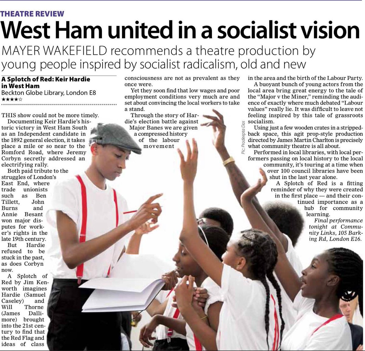 KevinWilsonPR's tweet photo. ★★★★ for A Splotch of Red: Keir Hardie in West Ham in today's print edition of The Morning Star! https://t.co/zje1bhKsq0