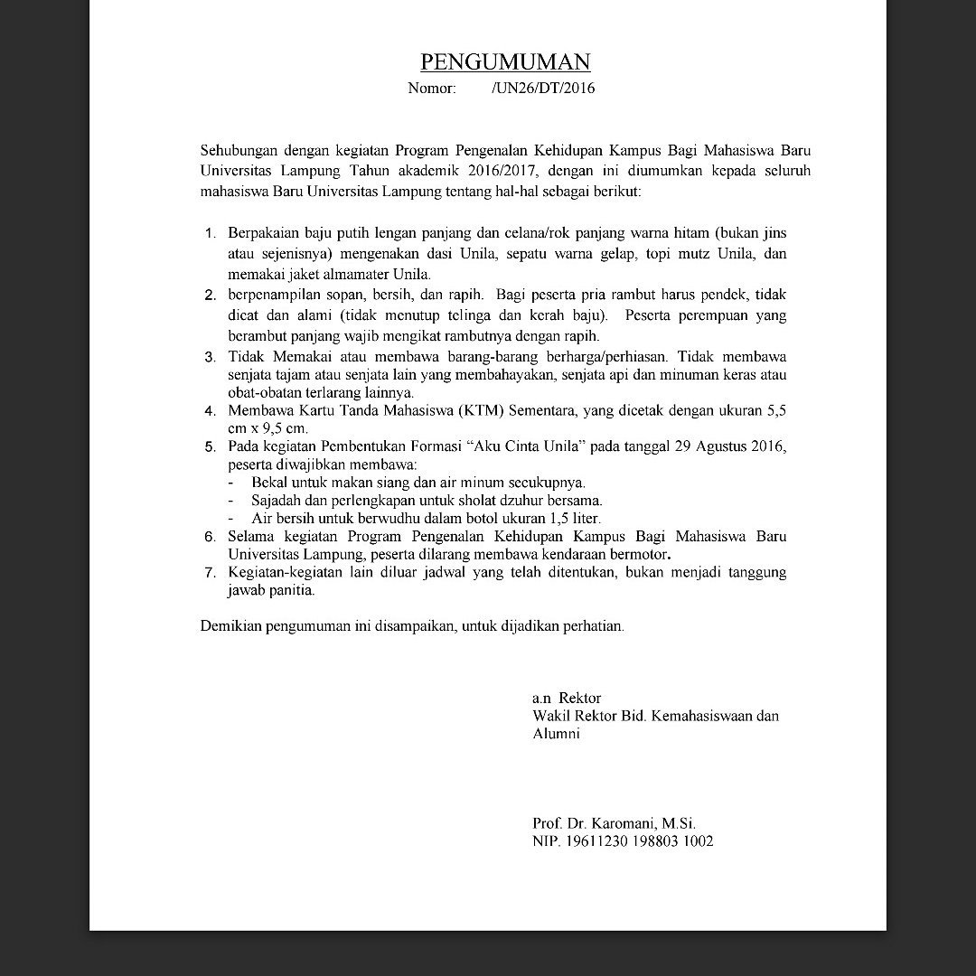 Hal2 yang harus diperhatikan oleh MabaUnila saat Propti atau PKKMB (Pengenalan Kehidupan Kampus Mahasiawa Baru) 2016