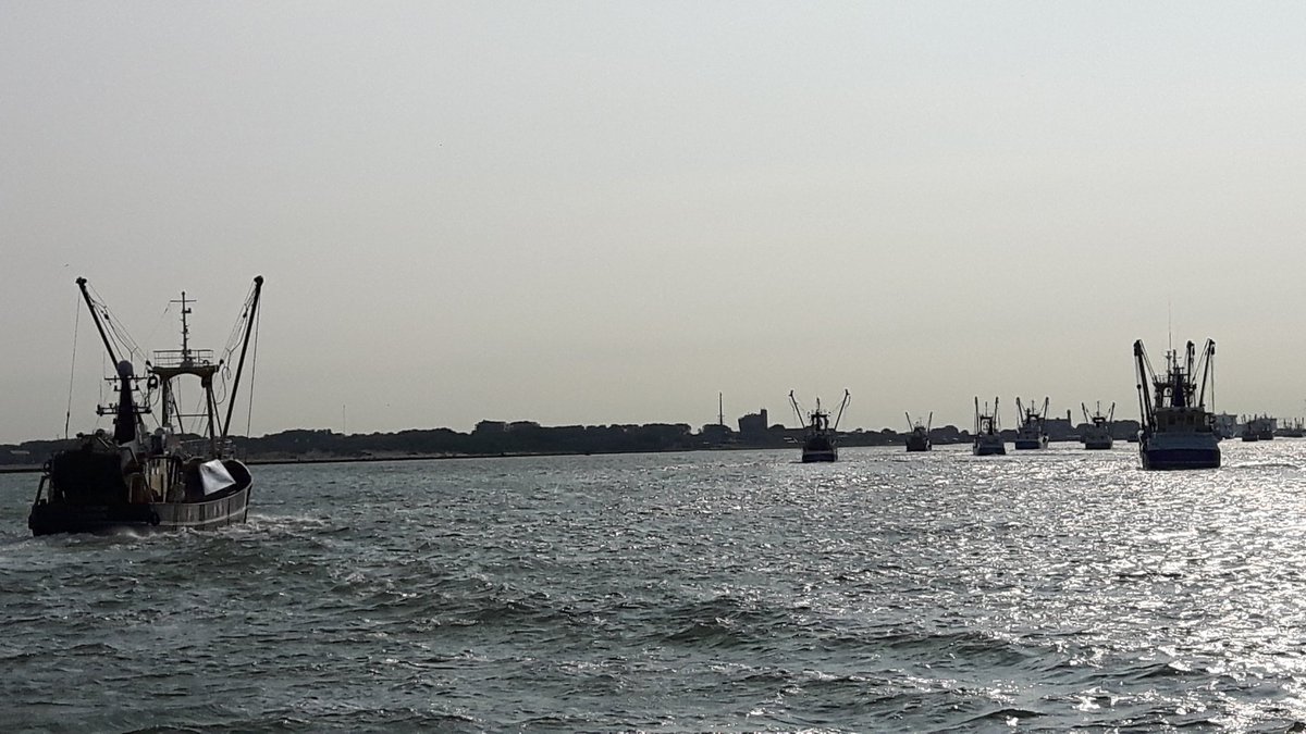 Dit is nog maar het staartje van het konvooi. >50 viskotters stomen op naar de Erasmusbrug.#EMK
