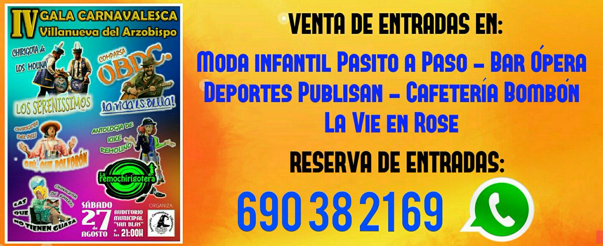 Aún estás a tiempo de conseguir tu entrada anticipada!!! Hoy Villanueva suena el 3x4