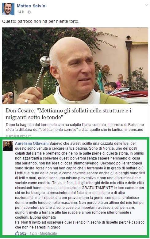 marcofurfaro's tweet photo. Viva l'Italia che umilia i politici che campano sull'odio. Grazie Aureliana, siamo con te e con voi. Tenete duro. https://t.co/DfbeiQlzxN