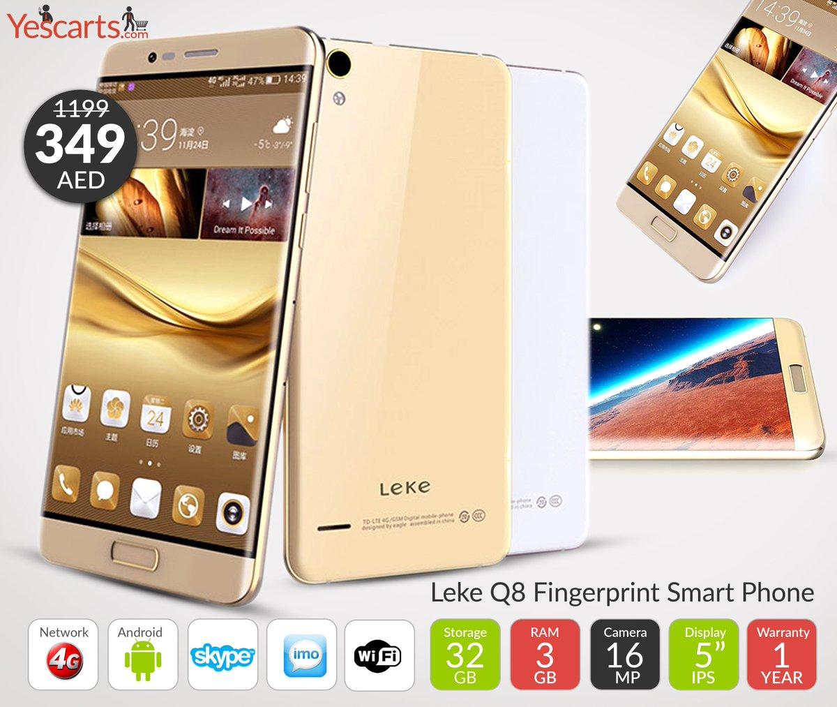 yescarts's tweet photo. Only AED 349/-
#YesDeals
LEKE Q8 Fingerprint Smartphone
To Buy this item from UAE: https://t.co/yRXWx6ZqzN https://t.co/Ww965XmrlS