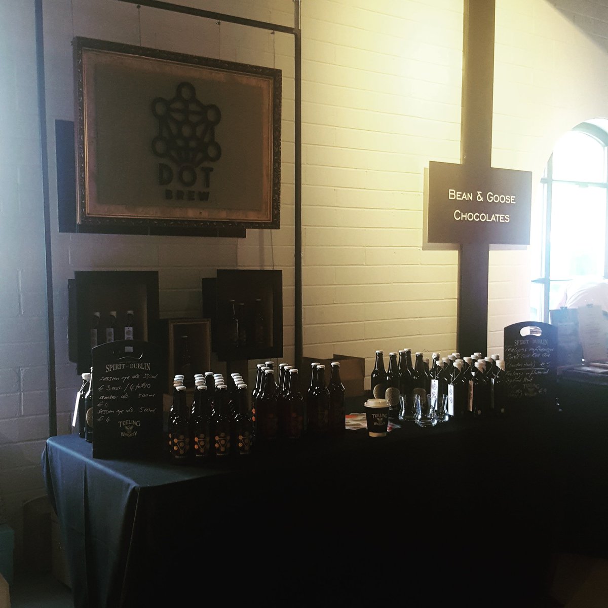 DOT_Brew's tweet photo. All set up and ready to rock @TeelingWhiskey shaping g up to be a fab day - pop down lots of amazing treats in store https://t.co/P9AdoD8DkI