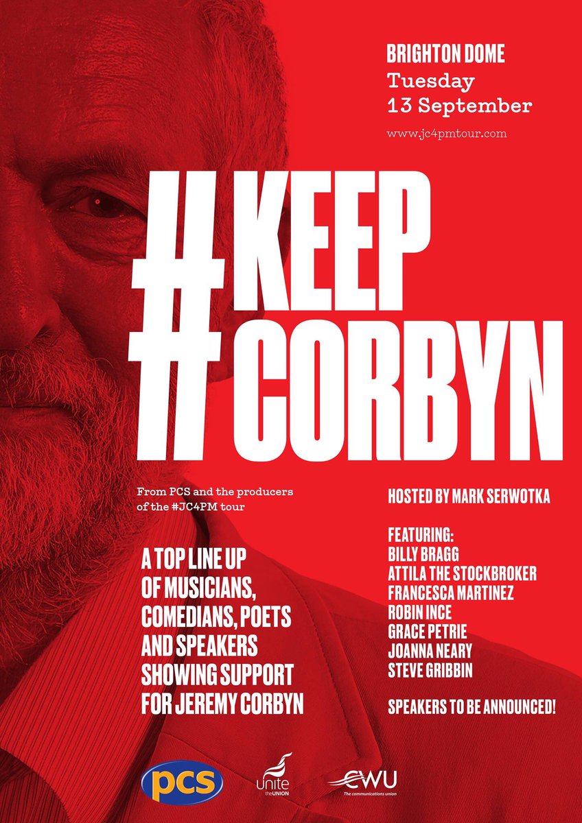Great Acts and great politics - in Brighton on 13 September .<a href="/billybragg/">Billy Bragg</a> <a href="/chessmartinez/">Francesca Martinez</a> <a href="/JoannaNeary/">Joanna Neary</a> #TUC16