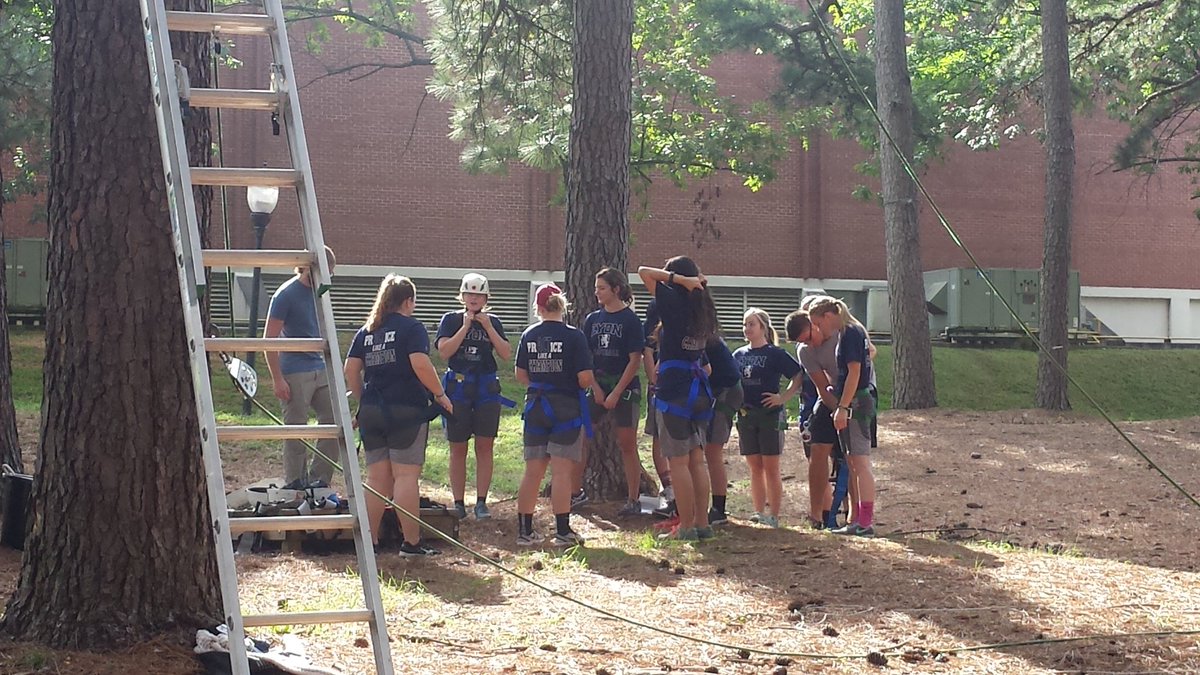 Building champions on the ropes challenge course today #battle #scotsstrong #softballfamily