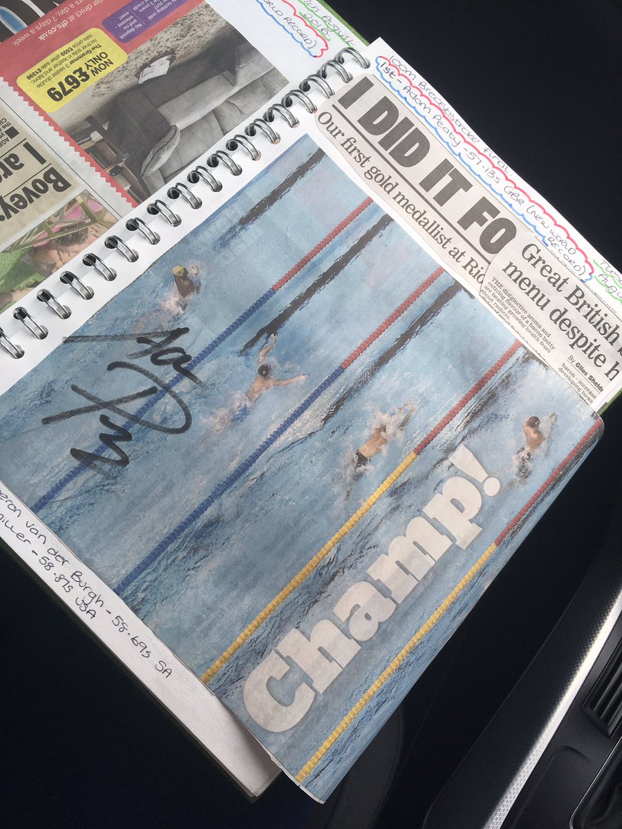 AbbHulme's tweet photo. Managed to get to @UttoxeterLC today to meet @adam_peaty ; Thankyou for signing my scrapbook; appreciate it hugely! https://t.co/3W3mwdOVVG