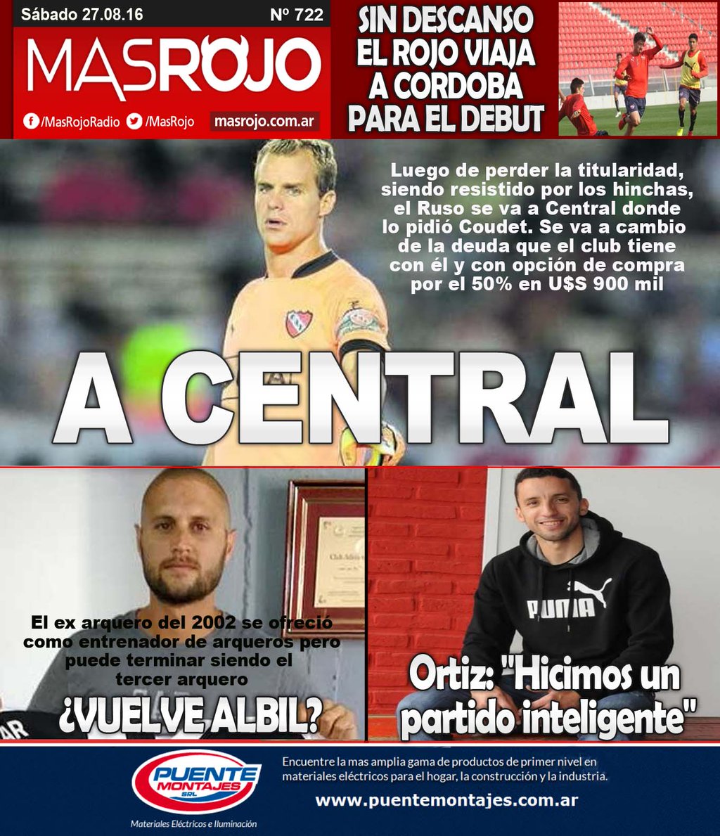 Buen día. Ésta es #LaTapaDeMasRojo con los títulos de #Independiente