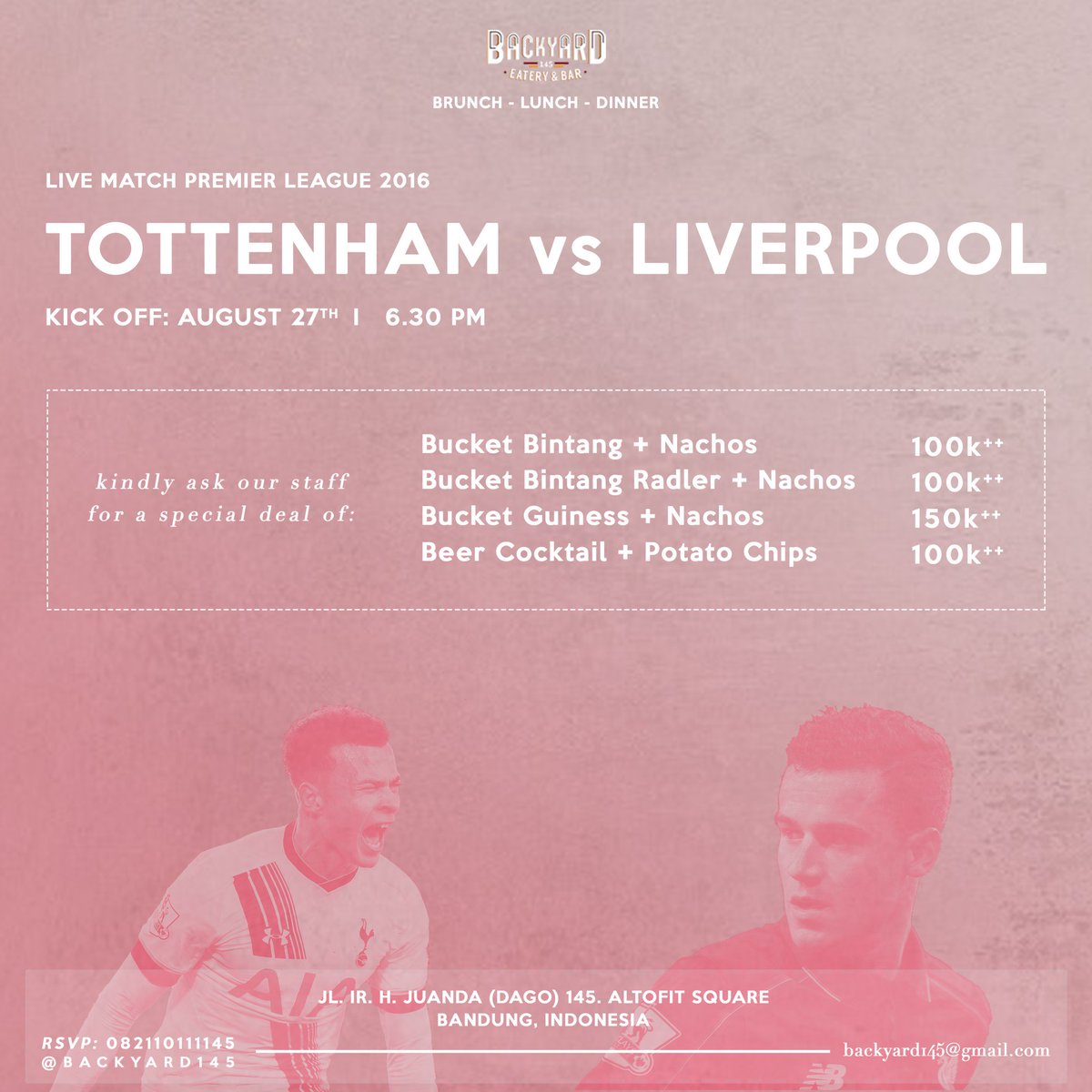 Calling all the big reds and spurs in town! @ Backyard 145 #nobarbandung #PremierLeague #TOTLIV