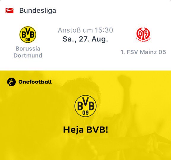 Mickey_James_01's tweet photo. Ich feuere Borussia Dortmund gegen 1. FSV Mainz 05 an. https://t.co/Kem9knbnlV #Onefootball #BVB #BVBFCM #BL https://t.co/OyGdpkEYh3