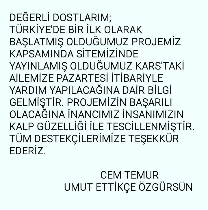 BİR EL DE SEN UZAT...
TEŞEKKÜR EDERİZ...
#umutettikceozgursun