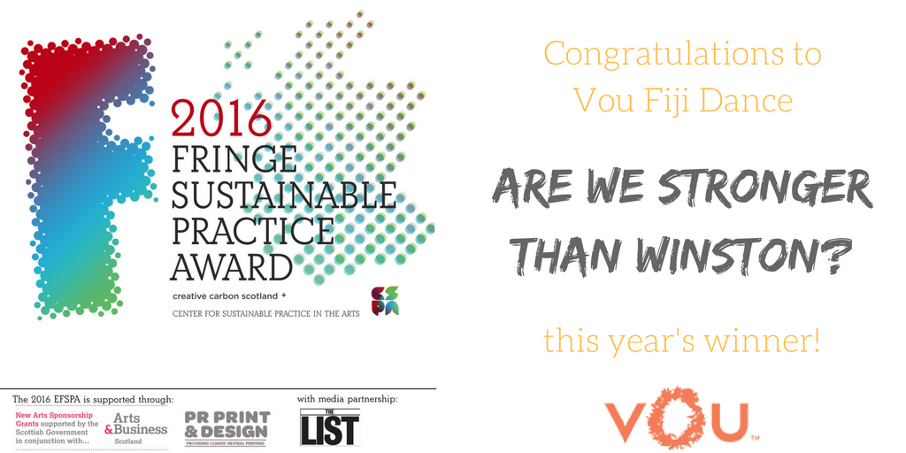 Bears_Vagabonds's tweet photo. Congratulations @VOUfiji on winning the @CCScotland #FSPA2016 award! We salute you!!! #edfringe #green #inspired https://t.co/E55gH1NKkF