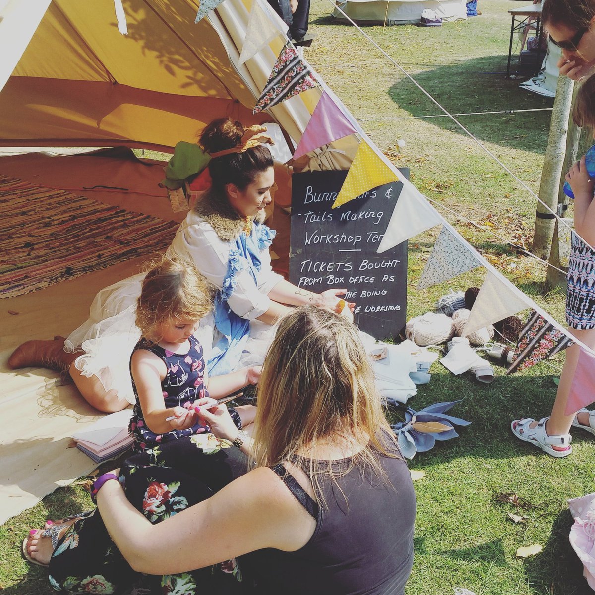 Bunny ears and tail making in The Burrow <a href="/wisewordsfest/">Wise Words Festival</a> <a href="/WideEyedTheatre/">Wide Eyed Theatre</a>