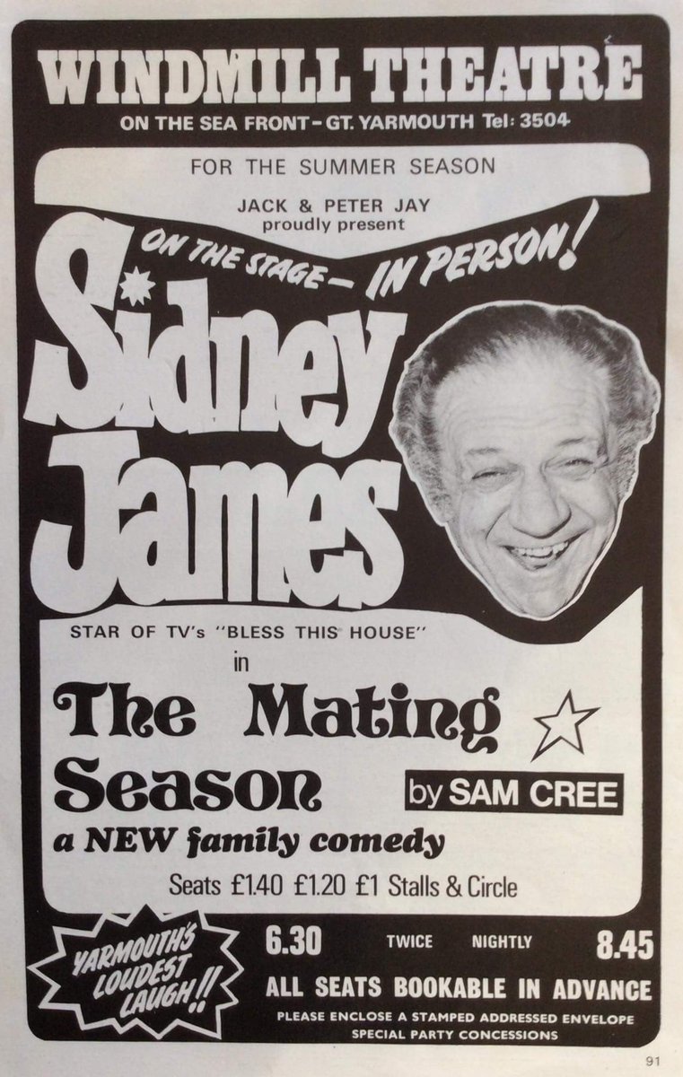 Sid James in The Mating Season at the Windmill Theatre Great Yarmouth.