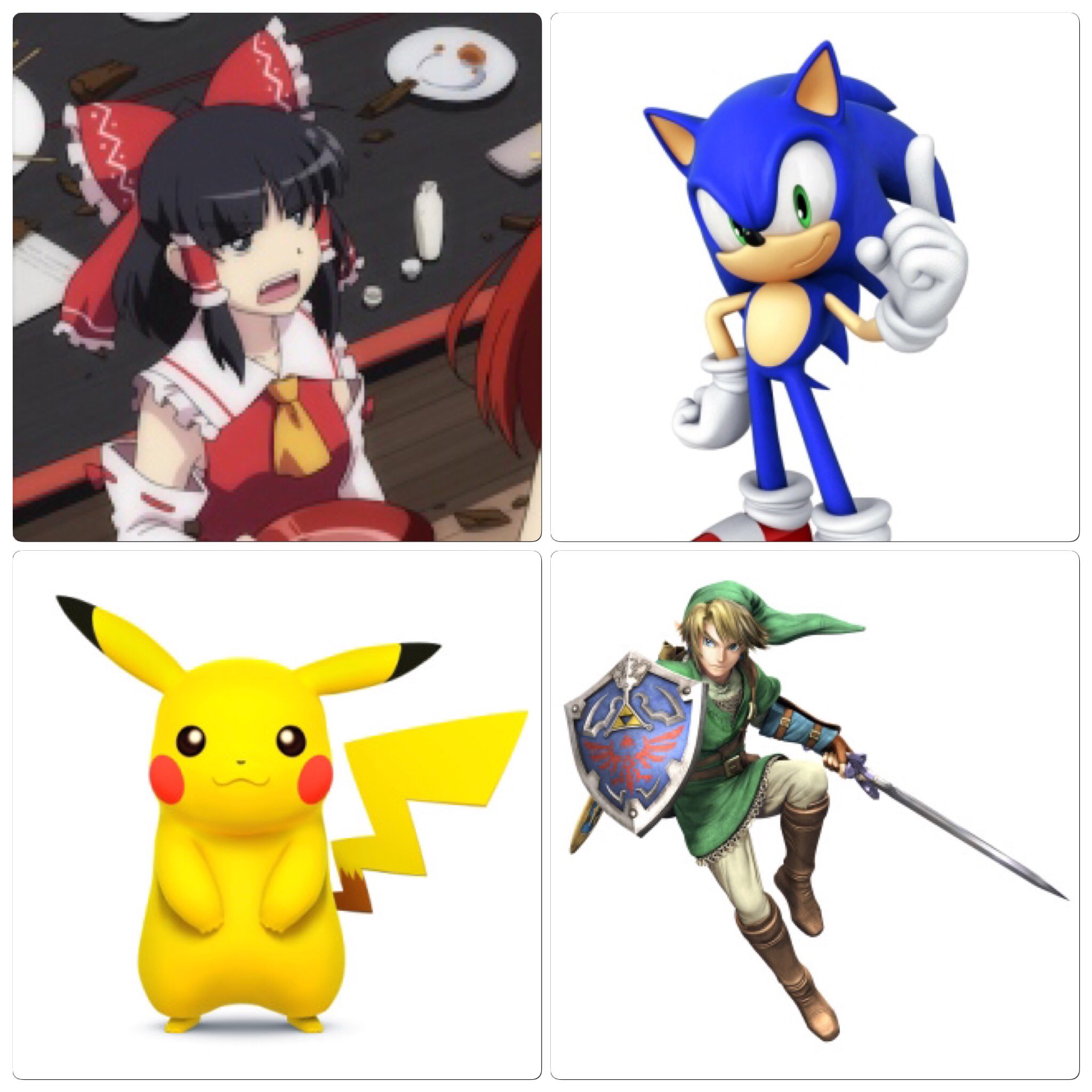 ウルデラ Uldela 基本的な赤青黄緑の４色キャラは誰だ 赤 霊夢 青 ソニック 黄色 ピカチュウ 緑 リンク 霊夢 何なのよコレ T Co 3dqcqbxfoq Twitter