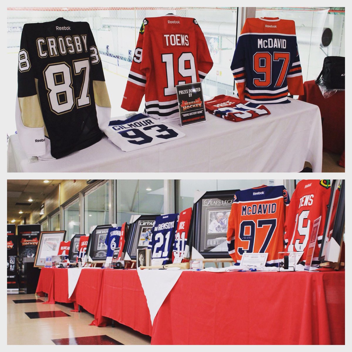 theASHL's tweet photo. So yeah, @jvick1957 has some downright unbelievable draw prizes (top) and silent auction (bottom) at the #MolsonCup https://t.co/Kmy1kWA3HS