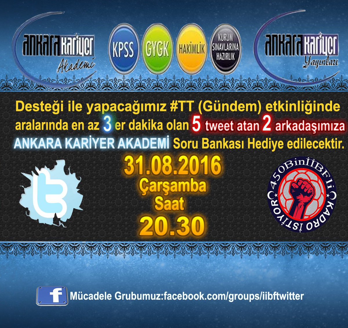 #iibflitakipte #iibftakip
#TT Gündem etkinliğimiz
31.08.2016 Çarşamba 20.30 da yapılacaktır. Katılmanızı bekliyoruz.