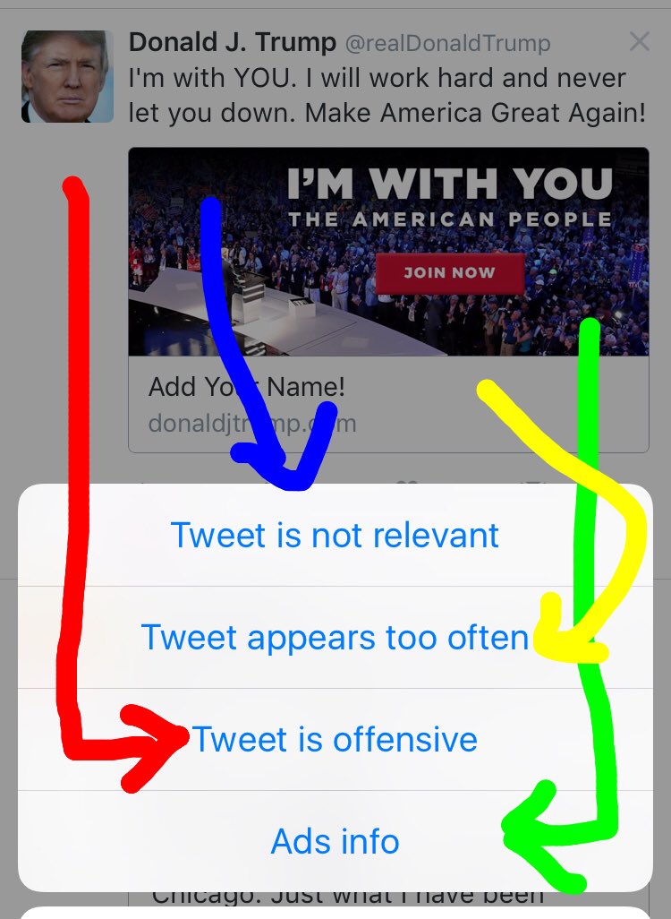 NikiRepass's tweet photo. When Trump's promoted tweet shows up in your feed...
#NotRelevant #OnceWasTooOften #CompletelyOffensive #NotBuyingIt https://t.co/4uoQctBFez