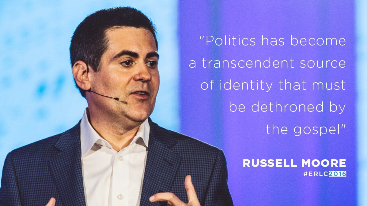 ERLC's tweet photo. Politics has become a transcendent source of identity that must be dethroned by the gospel. - @drmoore #ERLC2016 https://t.co/FRBF0Pzmih