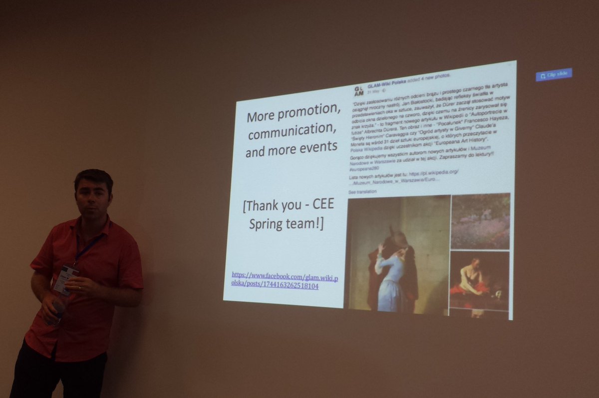 CEE_Spring's tweet photo. A nice thank you during a presentation about #Europeana280 project. #WMCEE2016 https://t.co/NBwaOhijcs