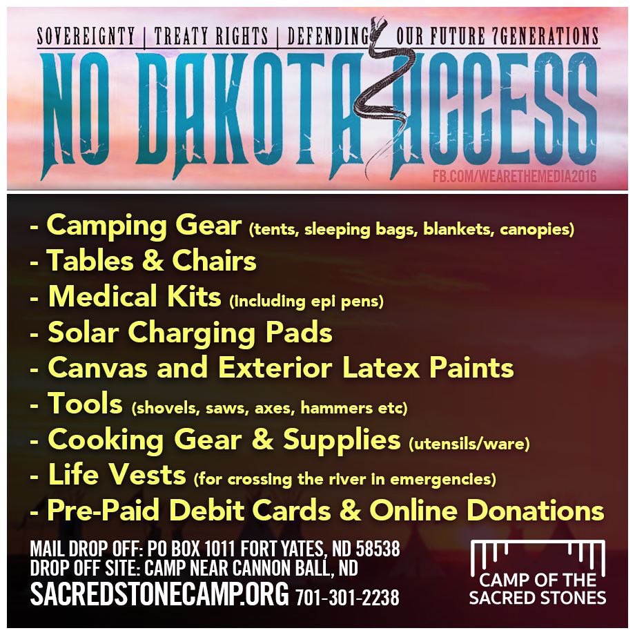 CherokeeNation's tweet image. To donate supplies for #StandingRock protest of #NoDAPL there are particular items that are needed, especially water