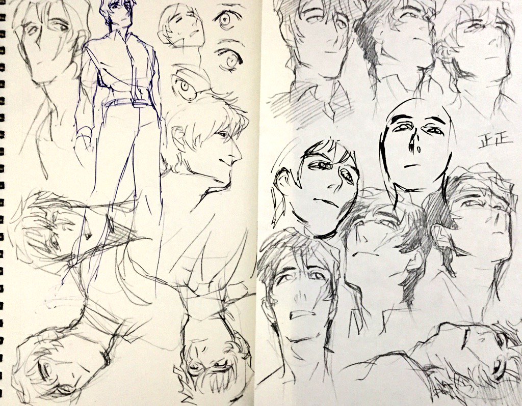 @EeeeeeENT デジタルで描いたり捨てる紙のウラに描いたりした誤差含み、アオリ100スターフェイズ顔達成。2枚目左は電車内で描いて「!?練習せねばアカン」に至った雑らくがき。結局100コくらいじゃ上手くならないことも判明。 