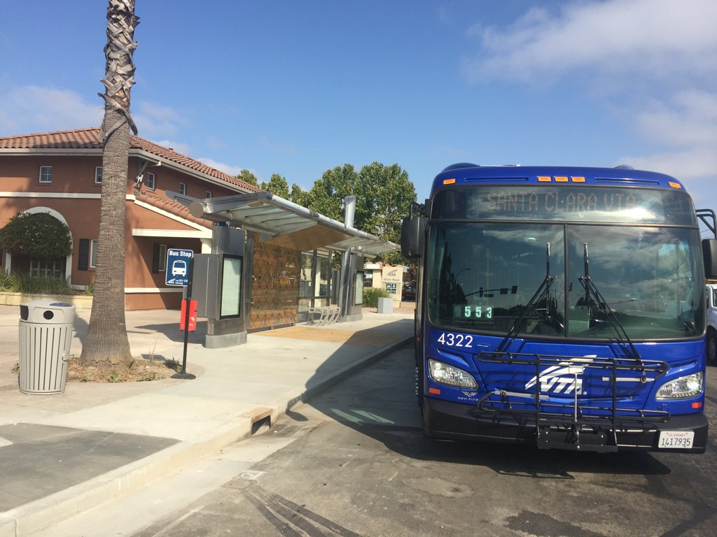 VTA's tweet photo. Catch #Rapid522 at the NEW Alum Rock #BRT stations on Capitol. More about the art: https://t.co/Nk1foRYXJe https://t.co/xC4lvNDypH